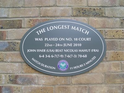 The Longest Match Plaque at Wimbledon Tennis Club