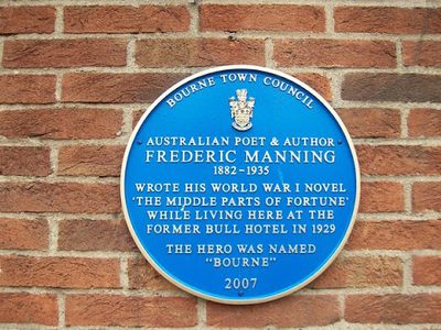 WW1 authors plaque at Bourne, Lincolnshire