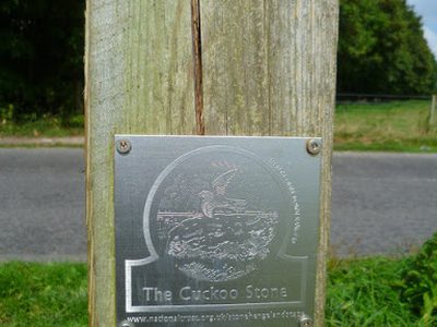 Cuckoo Stone plaque on gatepost