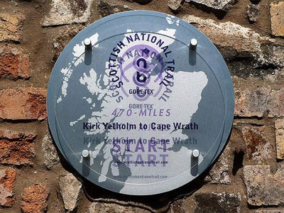 A Scottish National Trail sign at Kirk Yetholm