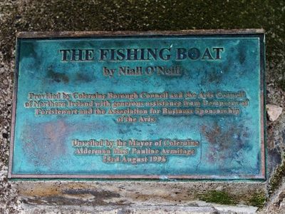 The Fishing Boat sculpture (3) - plaque, Harbour Road, Portstewart