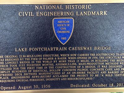 Lake Pontchartrain Causeway Bridge National Historic Civil Engineering Landmark
