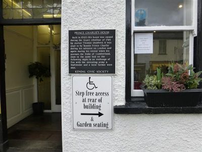 Plaque, Prince Charlie's House, Kendal