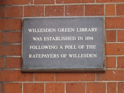 Plaque on Willesden Green Old Library