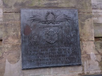Plaque on Dunfermline War Memorial