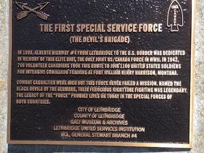 The First Special Services Force (The Devil's Brigade) Highway Dedication Plaque
