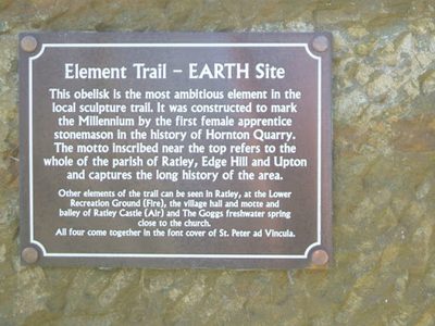 Plaque on millennium obelisk near Edgehill
