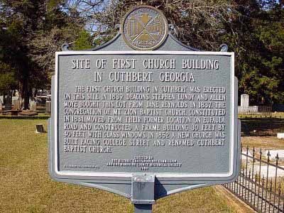 Site of First Church Building in Cuthbert, Georgia