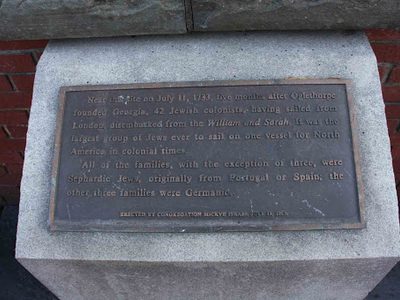 Landing of the Jews &mdash; July 1733