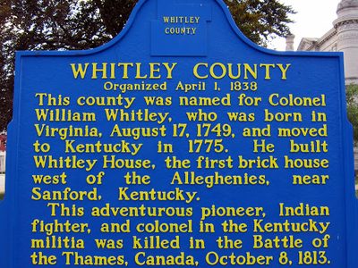 Whitley County  Organized April 1, 1838