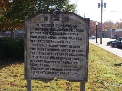 Historical Marker near Tahlequah Masonic Lodge
