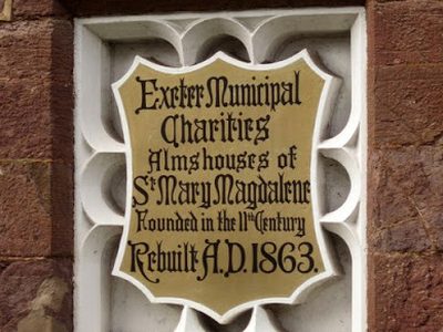 Plaque, Magdalen Almshouses, Exeter