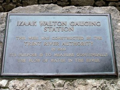 Plaque at the Izaak Walton Gauging Station