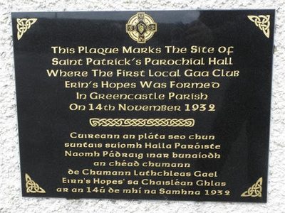 Plaque, St Patrick's Hall