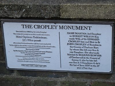 Plaque for the Cropley monument