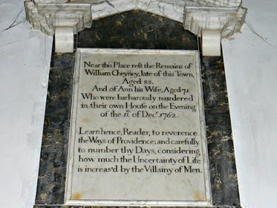 Memorial plaque to Mr and Mrs Cheyney, St Lawrence's Church, Parsonage Lane, Hungerford