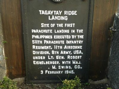 Tagaytay Ridge Landing historical marker
