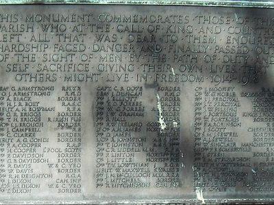 Plaque on war memorial