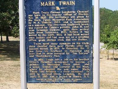 Historical Marker at Mark Twain State Historic Site