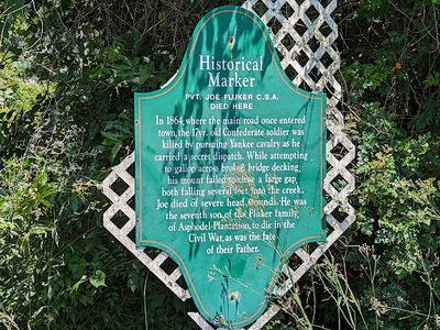 Pvt. Joe Fluker C.S.A. Died Here