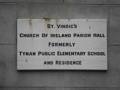 Plaque, St Vindic's COI Parish Hall, Tynan