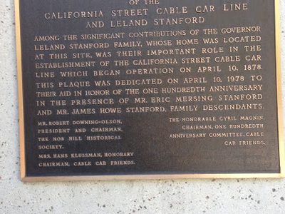California Street Cable Car Line and Leland Stanford