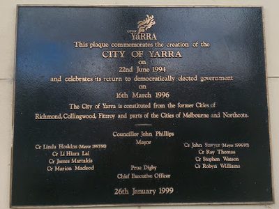 City of Yarra Commemoration Plaque