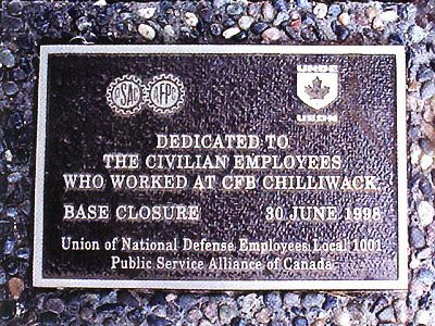 UNDE (PSAC) plaque to the civilian employees who worked at CFB Chilliwack