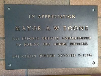 In Appreciation - Mayor A.W. Toone