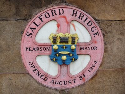 Plaque on Salford Bridge