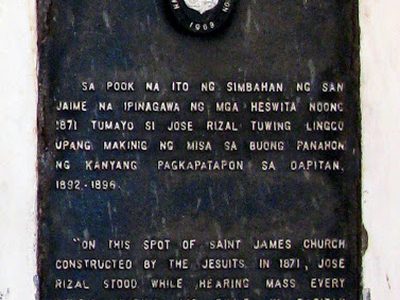 José Rizal at Dapitan Church historical marker