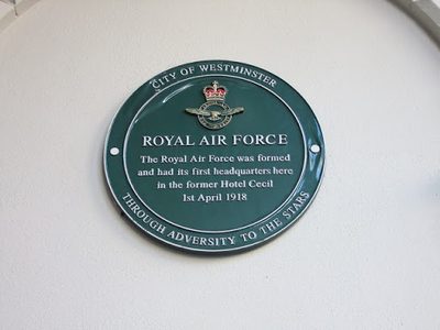 Green plaque at the former Hotel Cecil, The Strand