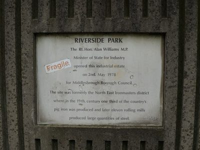 Plaque on Riverside Park Road