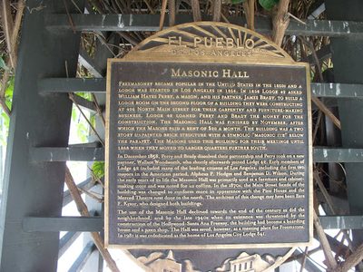 Masonic Hall Plaque - El Pueblo de Los Angeles (Olvera St.)