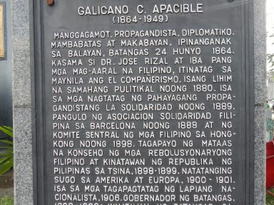 Galicano C. Apacible historical marker