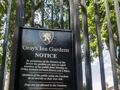 Entrance to Gray's Inn Gardens, London WC1