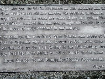 Downpatrick - Down Cathedral - St Patrick Gravesite Plaque