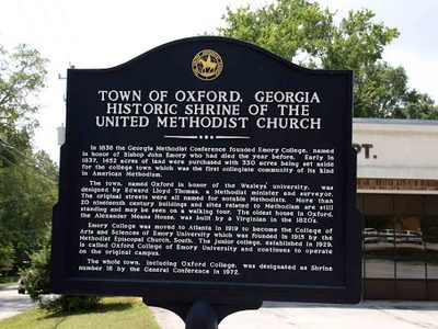 Town of Oxford, Georgia Historic Shrine of the United Methodist Church (side 1)
