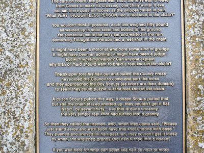 Poem on Plaque, East Cowes, Isle of Wight