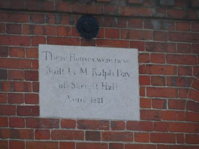 Plaque on almshouses, Sarratt