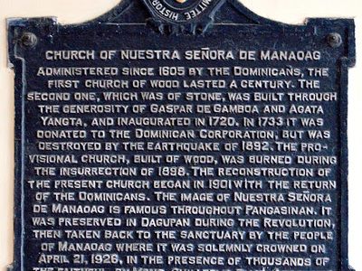 Church of Nuestra Señora de Manaoag historical marker