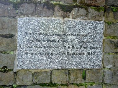 Plaque in Waun Capel woodlands, Rhayader