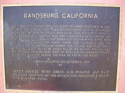 Historic marker outside the former mining town of Randsburg, CA