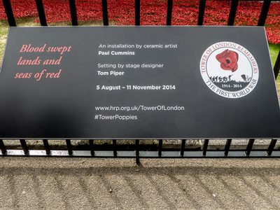 Plaque about Poppies in the Moat, Tower of London, E1