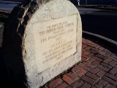 In this place the Indian Trail Echota crossed the Peach Tree Trail, 1912