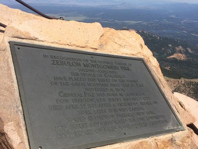 Plaque high atop Pikes Peak - 14,115 feet