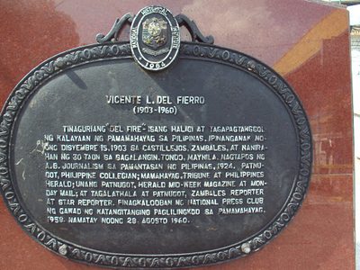 Vicente L. del Fierro historical marker