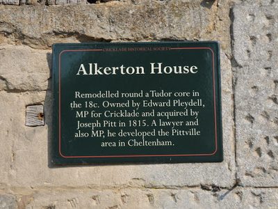 Plaque on Alkerton House, Cricklade