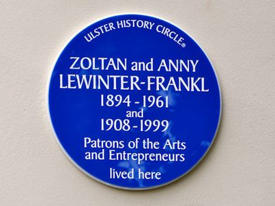 Zoltan and Anny Lewinter-Frankl plaque, Belfast