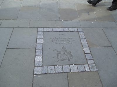 Armley library - pavement plaque